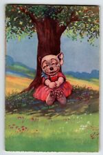Bonzo Dressed Puppy Dog Under Tree Postcard Fantasy Anthropomorphic 1932 Vintage picture