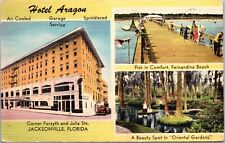 Linen Postcard Hotel Aragon in Jacksonville, Florida~1957 picture
