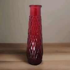 8.5'' Vintage Red Quilted Glass Vase/RARE/Vintage Glassware/Colored... picture