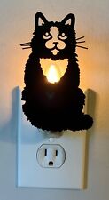 Vtg CURIOUS CATS Silhouette Wall Outlet Nightlight & Switch Tux Kitten Cat Metal picture