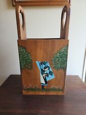 VTG Amish Handcrafted/Painted Solid Wood Storage Box w/Heart Shaped Handles picture