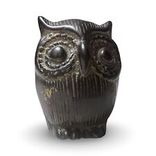 Vintage Mid Century Brass Owl Figurine Paperweight 3” Tall MCM Decor picture