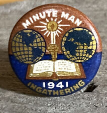 1941 Ingathering Minute Man Service Button Pin 1/2” Paper On Back ￼Intact ￼ picture