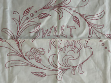 Vintage Antique Redwork Embroidery Sweet Repose Fabric Bedding Cover Frameable picture