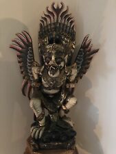 Antique Garuda Eagle Wood Sculpture Gilt India Statue Asian Hindu Rare Old 20th picture