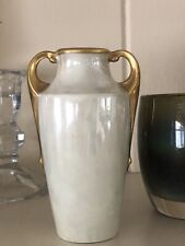 Antique 1920s Wehinger Czechoslovakia Hand Painted Vase Iridescent Gold Gilt 5” picture