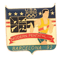 Vtg MODERN PENTATHLON Barcelona 1992 Olympics USA Lapel Hat Pin picture