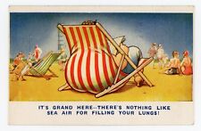 Postcard It's Grand Here Sea Air Filling Lungs Bamforth Vacation Comic Posted 44 picture
