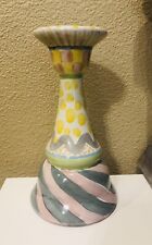 Vintage Mackenzie Childs Candlestick Holder Retired 1996 Cayuga 7” picture