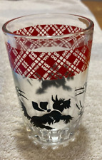 Vintage Scotty Dog Chasing ball Checkerboard Juice Glass picture