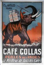 Original 1927 CAFE COLLAS Pearls of India Coffee India Poster picture