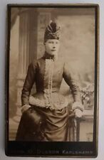 FANCY  NICELY DRESSED Woman CDV PHOTO Sweden Elaborate Hat picture