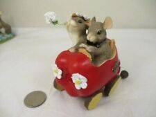 1998 Fitz Floyd Charming Tails Get Away Car Mouse Mice Wedding Just Married Figu picture