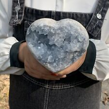 4.1LB Natural Blue Celestite Quartz Cluster Heart Crystal Geode Mineral healing picture