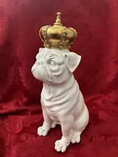NEW FLAWLESS Stunning White 11.5” American English French BULLDOG CROWN Figure picture