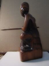 Superb Vintage Carved Wood Maori Warrior N. Zealand  9