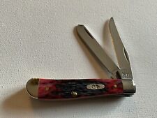 Case xx 6207 SS Mini Trapper Knife Crimson Red Bone Peach Seed Jig picture
