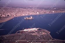 sl51 Original Slide 1970’s Long Beach Queen Mary Aerial view 437a picture