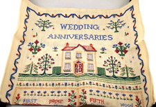 Wedding Anniversaries crosstitch sampler Tea Towel By ULSTER 28x18 Irish Linen picture