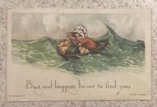 Vintage Postcard CH Twelvetrees Girl In Boat On The Ocean Looking For Love picture
