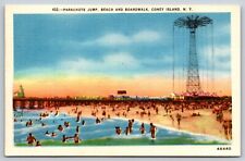 Parachute Jump Beach And Boardwalk Coney Island New York Postcard Swimmers picture