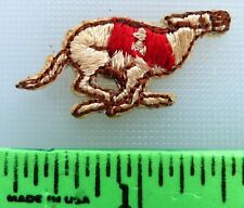Tiny Racing Greyhound Dog Tan w/Red Vest & Muzzle Embroidered Sew-On Patch picture