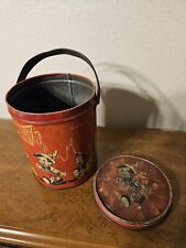 Pinnochio And Friends Vintage 1940s Cylinder Lunch Pail With Lid And Handle picture