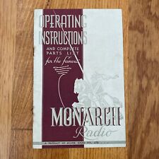 VINTAGE MONARCH RADIO OPERATING INSTRUCTIONS MANUAL & PARTS LIST ECLIPSE RADIO picture