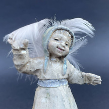 LISA SCHUMAIER Signed Raku Art Pottery GIRL FAIRY Angel Sculpture Figurine picture