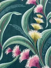4 Vintage 1950s MCM barkcloth curtains Tropical Floral Fabric picture