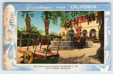 Mission Santa Barbara Greetings From California Vintage Linen Postcard AF524 picture