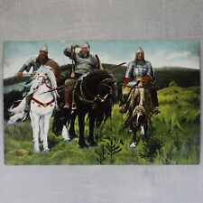 Three Bogatyrs. Russian Epic Byliny. Tsarist Russia postcard 1909s VASNETSOV🐎 picture