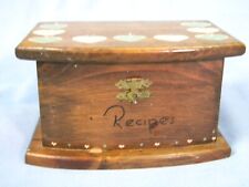 Wood Recipe Box with Brass Hinges & Latch Stained Wood Painted Decorations picture