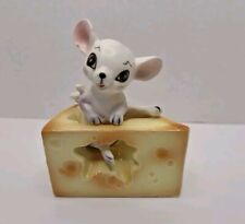 Vintage Lefton Mouse in Cheese Salt and Pepper Set Japan Ceramic Cute Rat  picture
