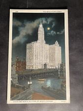 Vintage Postcard Chicago Wrigley Building Night Century Progress World Fair 1933 picture