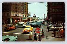 Postcard California Hollywood CA Vine Intersection Taxi Owl Rexall 1950s Chrome picture