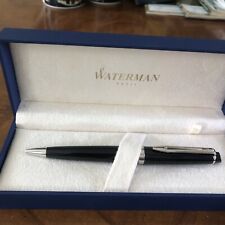 Waterman Pen Brand New In Box. Glossy Black With Silver Trim. Writes Beautiful. picture
