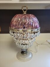 Vtg Michelotti Cranberry Pink Cut Glass 3 Tier Crystal Boudoir Parlor Table Lamp picture