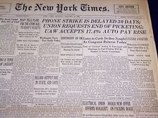1946 JAN 14 NEW YORK TIMES - PHONE STRIKE IS DELAYED 30 DAYS - NT 2335 picture