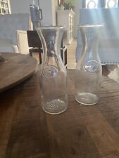 Lot of (2) Clear Decorative Milk Bottles picture