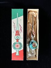 Vintage Shiny Brite Christmas Tree Topper Blue & Silver with Box 11” Tall Pink picture