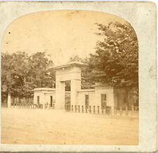 MASSACHUSETTS, Entrance to Mount Auburn Cemetery--Stereoview X27 picture