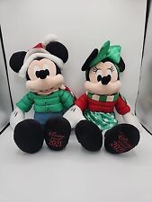 Disney Store 2021 Mickey & Minnie Mouse Holiday Cheer Christmas Plush Lot  picture