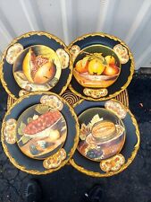 Raymond Waites Set Of 4 Black With Gold Rim Dinner Collector Plates 10 1/4