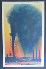 Oil Gushers in Oklahoma OK Unposted Linen Postcard picture