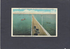 1941 VINTAGE GANDY TOLL BRIDGE BETWEEN ST.PETERSBURG-TAMPA ,FL PICTURE POSTCARD picture