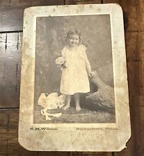 CIRCA 1890s Cabinet Card N.M. Wilcox Sweet Blonde Girl Smiling Georgetown Texas picture