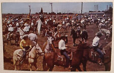 Cheyenne WY POSTCARD Cowboys & Horses RODEO Round Up Clubs c1950s picture