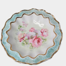 Antique Fine Porcelain German Floral Bowl With Gilt Details Back Stamp K picture