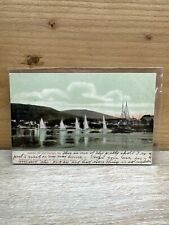 Sailboat Camden Mountain and Camden Maine Postcard 1907 Seafront picture